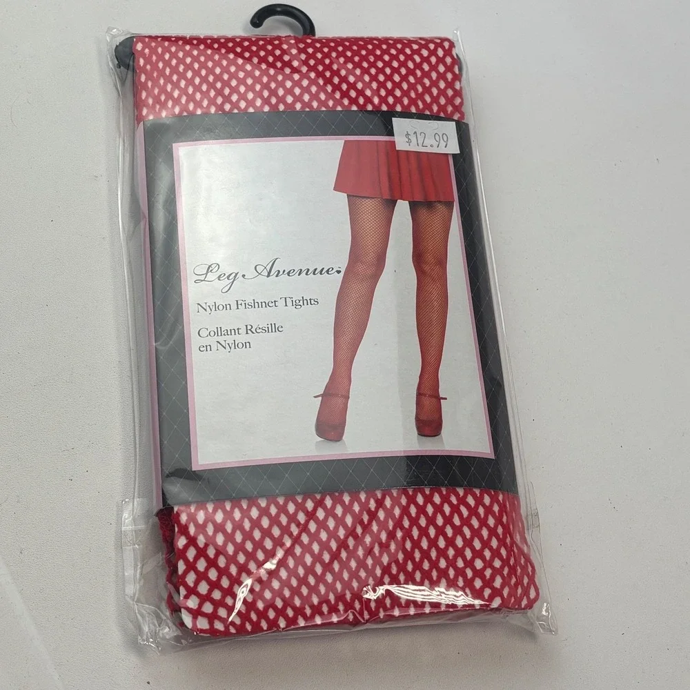 Leg Avenue Red Fishnet‎ Tights One Size 9001 Nylon